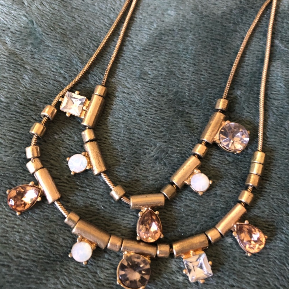 Gold simple layered charm necklace